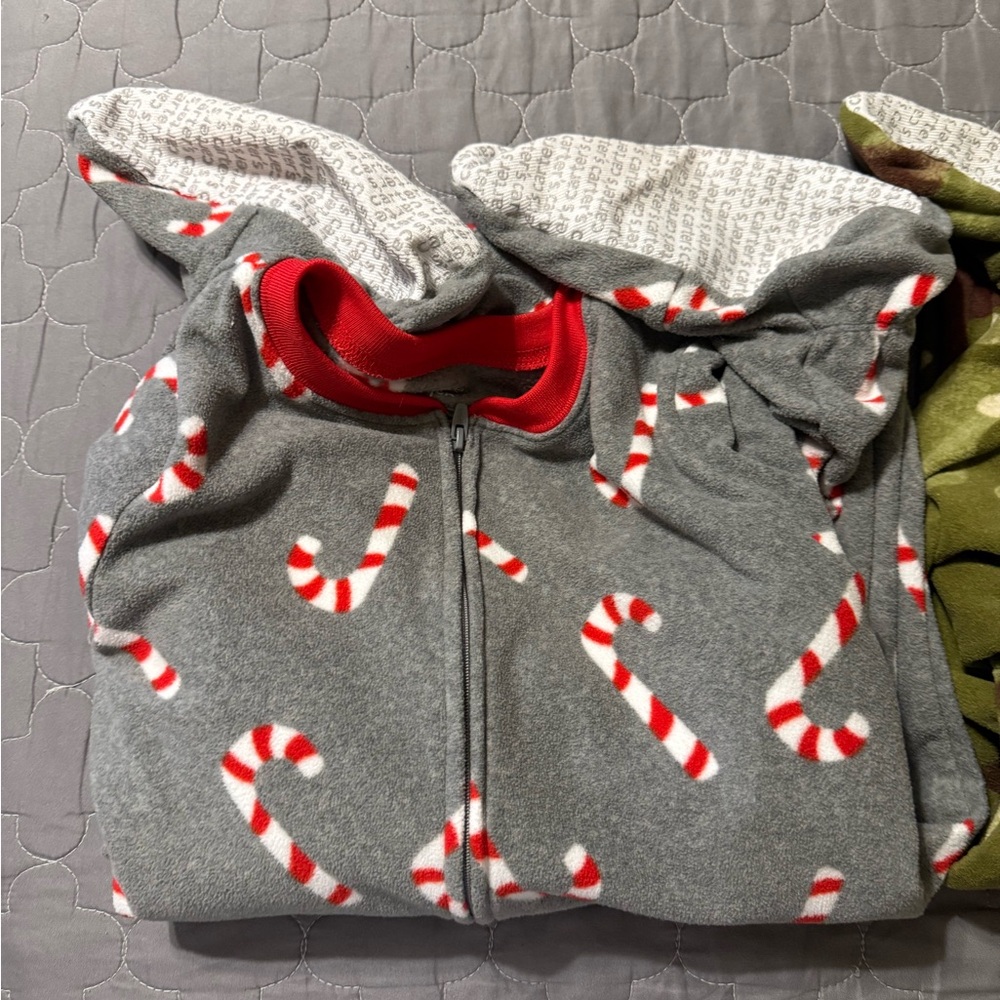 Carter's Gray and Red Candy Cane Kids Pajamas